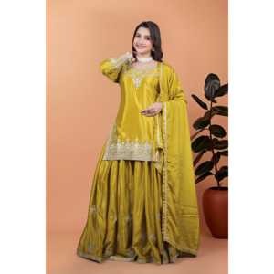 Conjunto de Ropa Elegante para Fiesta, Estilo Indio y Pakistaní, con Top, Pantalón y Dupatta - Product Image 1