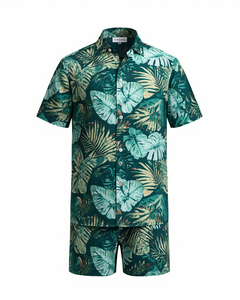Camisa y Pantalones Cortos de Verano para Hombre, con Estampado Botánico Sublimado Personalizado, para la Playa - Product Image 2