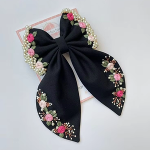 Moño para el Cabello con Cuentas de Semillas de Algodón Hechas a Mano de Alta Calidad, Bordado con Cuentas para Mujeres y Niñas, Ideal para Fiestas, Directo de la India - Product Image 1