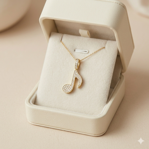 SHRAMAN DIAMOND Collier Pendentif Minimaliste en Or 10K avec Diamant de Laboratoire, Note Musicale Tendance, Charmes Unisexe pour Amateurs de Musique - Product Image 4