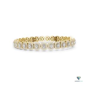 7.04 CT Yellow <b>Gold</b> Radiant Cut Lab Grown Diamond Halo Link Bracelet in 14K <b>Solid</b> <b>Gold</b> - Product Image 2