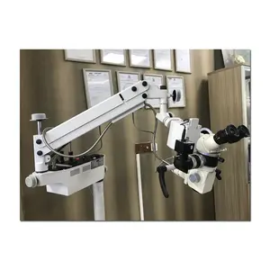 Microscópio cirúrgico oftálmico para laboratório molhado, lente objetiva de 200 mm, tubo binocular inclinado de 45 graus, peças