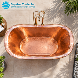 Baignoire ovale autoportante Daystar Trade en cuivre, de luxe, artisanale, durable, pour adultes, usage domestique, sans couvercle - Product Image 2