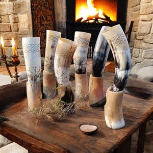 Viking Drinking Horn Buffalo Horn <b>Top</b> Selling Handmade Eco-Friendly New Carved Design Logo Authentic Food Safe No Leaks Business - Product Image 1