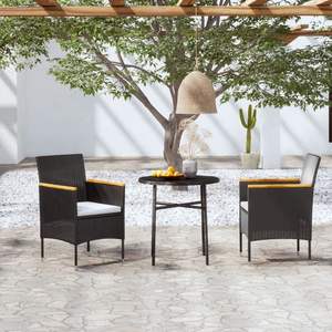 Garden Dining Set Rattan Metal <b>Frame</b> Weather Resistant Outdoor Furniture 2 Seater Patio Set - Product Image 1