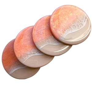 Ensemble fait main de quatre sous-verres arrondis en résine pour boissons, thé, vaisselle personnalisée, ustensiles de cuisine pour hôtels et restaurants, tapis et tampons - Product Image 1