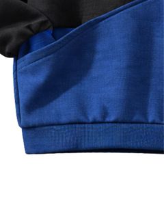 Sudadera Personalizada para Mujer en Bloques de Color Negro y Azul Rey, Sudadera Casual de Invierno con Cuello Redondo y Forro Polar Suave, con Detalle de Bordado - Product Image 6