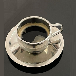 Nouvelle Tasse à Café en Métal avec Poignée, Soucoupe Argentée, Style Contemporain, Portable, en Acier Inoxydable, avec Cuillère, Résistante à la Chaleur, pour la Maison - Product Image 5