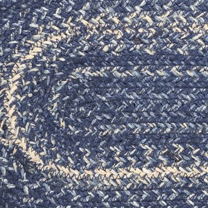 Alfombra Ovalada de Yute Trenzado, Rayas Azules y Blancas, Estilo Rústico, Base Antideslizante, Tapete para Sala de Estar - Product Image 3