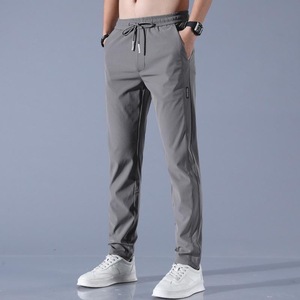 Ice Silk Elastic Casual Pants for Men's Summer <b>Thin</b> Work Trend Loose Straight Breathable Sweatpants Sports Pants Men's Trousers - Product Image 1