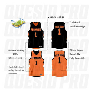 เสื้อบาสเก็ตบอลรุ่นล่าสุด ชุดกีฬาปักโลโก้ตามสั่ง เสื้อบาสเก็ตบอลแท้สำหรับผู้ชาย สีดำเรียบ สีส้ม - Product Image 2