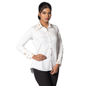 Camisa Blanca de Manga Larga Solene para Mujer, Estilo Casual, Corte Elegante, Ligera, para Uso Diario - Product Image 1