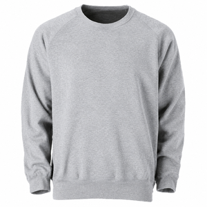 <b>Men's</b> Regular Fit Crew Neck Raglan Sleeve <b>Sweatshirt</b> Solid Color Knitted Cotton Pullover Casual Autumn Wear Heather <b>Grey</b> Sweater - Product Image 1
