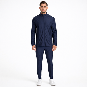 Conjunto de chándal Unisex de ciudad con cuello levantado de Color sólido de invierno, conjunto de chándal de talla grande, sudadera gruesa, chándal informal de moda con logotipo personalizado - Product Image 1