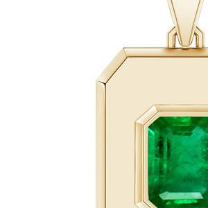 สินค้ามาใหม่ จี้รูปทรงแปดเหลี่ยมยาวประดับมรกตสีเขียวเจียระไนแบบ Emerald-Cut ทอง 14K 18K สำหรับผู้ชาย พร้อมสร้อยคอแบบมีโซ่เชื่อมต่อ รับผลิตแบบ OEM - Product Image 3