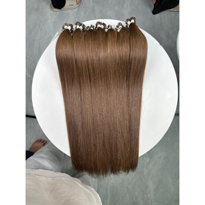 Extensions de cheveux humains bruns vietnamiens bruts, lisses comme des baguettes, à pointe plate, pré-collées, provenant d'un seul donneur, vente en gros - Product Image 4