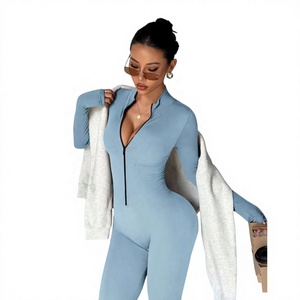 <b>jumpsuit</b> Yoga <b>Jumpsuit</b> Women Zipper Full Sleeve One Piece Gym Suit Fitness Set Comfort <b>Workout</b> Romper Elastic - Product Image 2