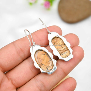 Handmade 925 Sterling <b>Silver</b> <b>Earring</b> Picture Jasper Gemstone <b>Earring</b> Handmade <b>Silver</b> Jewelry <b>Earring</b> Gift For Her - Product Image 3