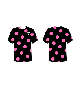 T-shirt pour homme noir à pois roses, manches courtes, col rond, jersey décontracté, coupe régulière, respirant, en polyester - Product Image 1