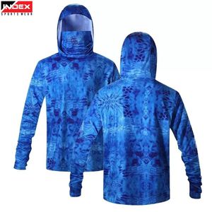 Hoodie de pêche personnalisé UPF 50 à manches longues, respirant, anti-humidité, avec cache-visage pour hommes - Product Image 1