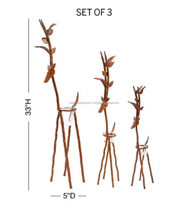 Juego de 3 portavelas de Reno de hierro, portavelas de Metal estilo cuerda envuelta para el hogar, decorativo, para fines navideños - Product Image 4
