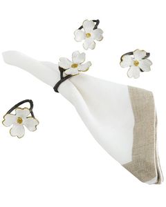 Anillos de Servilleta de Metal Plateado con Orquídea Blanca Premium, Juego de 4 para Decoración de Mesa de Comedor de Lujo para Bodas - Product Image 3