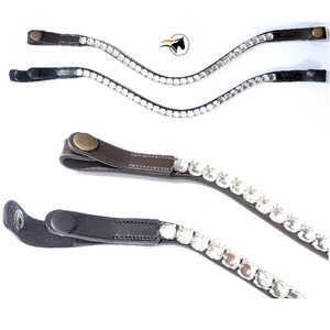 Sangle de front en cuir DIY plate et fine sans canal, avec boucles à clipser facilement et boîtier de chaîne à coupelles vides pour bridons de concours - Product Image 1