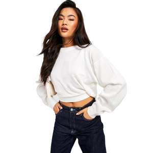 Sudadera con Capucha para Mujer, Color Blanco Sólido, Felpa, Estilo Casual, Corte Holgado, para Otoño e Invierno, Estilo Urbano - Product Image 1