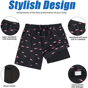 <b>Mens</b> training gym <b>shorts</b> summer mesh quick dry polyester solid <b>pattern</b> high street wear 2 in 1 performance active <b>shorts</b> - Product Image 4