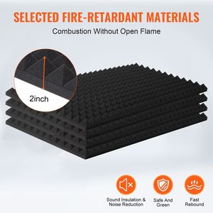 Set di 4 Pannelli Acustici Piramidali 48 X 24 X 2 Pollici, Resistenti al Fuoco, Insonorizzanti, Efficaci per l'Assorbimento del Suono - Product Image 3