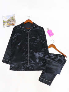 Combinaison de nuit d'été pour femmes, noire, unie, 100% polyester, motif fruits - Product Image 3