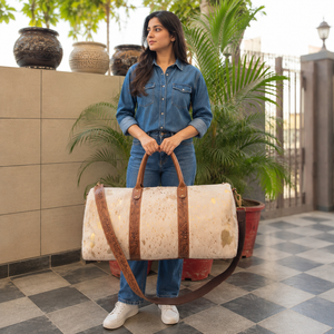 New Designer Metallic Leather <b>Luggage</b> Bags Hand Tooled Leather Handmade Bag Unisex Travel Bag Big Size Multi Uses Handbag - Product Image 3