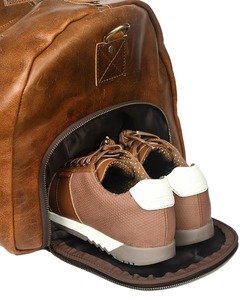 กระเป๋าเดินทางหนังแท้สไตล์วินเทจสำหรับผู้ชาย พร้อมซิปปิด - Product Image 2