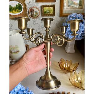 Wholesale Luxury Gold Metal 5-Arm Candelabra <b>Tall</b> Wedding <b>Table</b> Centerpiece Vintage Pillar Candle Holder Home Decor Hospitality - Product Image 5