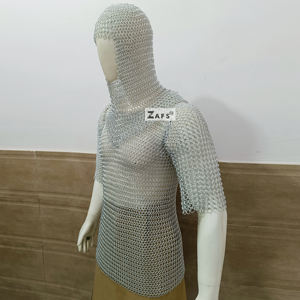 Camisa de malla de aluminio medieval con capucha de coif, armadura de caballero de anillos entrelazados para uso adulto, disfraz para cosplay y recreación histórica - Product Image 4
