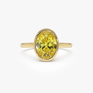 Bague de fiançailles en or jaune pour femme, diamant fantaisie taille ovale, style classique, pierre naturelle - Product Image 3