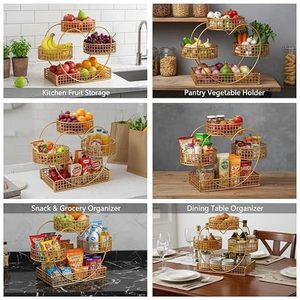 Moderno Estante Metálico de Tres Niveles para Frutas con Diseño Redondo para Exhibición de Alimentos en la Cocina - Product Image 5