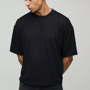 Camiseta de Algodón de Color Sólido para Hombre, Cuello Redondo, Manga Corta, Corte Holgado, Estilo Casual, Tejido de Punto Jersey, Ecológica, 300g, Diseño Liso Teñido - Product Image 2