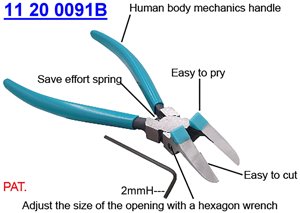 Pince à rivets en plastique de 175 mm pour démontage/découpe, pince à garnitures multifonction avec clé hexagonale de 2 mmH - Product Image 2