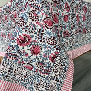 Hot Sales 100% Cotton Magic Blue <b>Rectangle</b> <b>Tablecloth</b> Handmade Block Print Dinning Stain Wrinkle Resistant for Outdoor Summer - Product Image 2