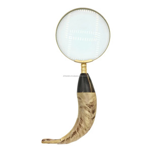 Loupe miroir artisanale écologique avec manche en corne de buffle, design de luxe, personnalisable, objet de collection de musée - Product Image 4