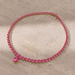 Collar de Turmalina Rosa con Corte Pera, Joyería de Oro, Collar de Piedras Preciosas, Regalo de Aniversario, Collar Hecho a Mano para Mujer - Product Image 2