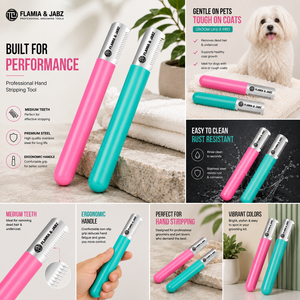 Cuchillo de pelaje Flamia & Jabz para perros, peine de cardado para mascotas terrier, peines de acero inoxidable para zorros, gatos, perros, caballos, peine de madera - Product Image 4