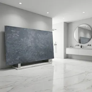 Revêtement mural flexible en pierre naturelle de marbre exclusif, couleur noir glace, pour sols et murs, utilisation sûre pour villas et maisons - Product Image 3