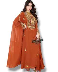 Venta al por mayor AWAIS HOUSE - Nuevo conjunto de lujo de 2 piezas para mujer musulmana: Túnica modesta de gasa con cuentas, de corte A, largo hasta el suelo, lavable, ideal para fiestas. - Product Image 1