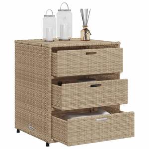 Mueble de Jardín Mediano para Almacenamiento, Color Beige, Ratán Sintético PE con Acero con Recubrimiento en Polvo, Muebles Elegantes para Exteriores - Product Image 5