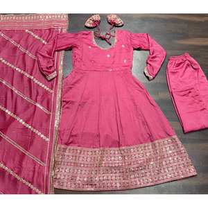 Designer <b>Modest</b> <b>Sets</b> Stylish Party Wear Anarkali Gown with Pent and Dupatta - Product Image 1