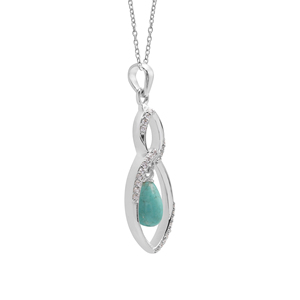 Collar con Colgante de Piedra Turquesa, Plata de Ley 925, Bañado en Rodio, Diseño Minimalista, Forma de Gota de Agua, Cadena de Caja, Joyería Fina - Product Image 2