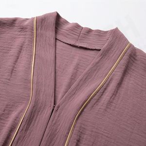 New Design Open Abaya Set Modest Style 2-Piece Women Clothing <b>Silky</b> Polyester Beaded Lightweight V Neck Customized Color - Product Image 4