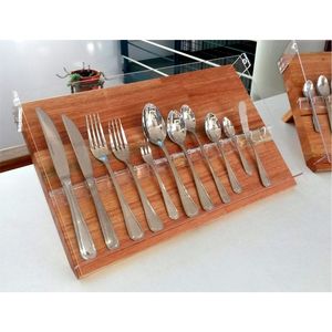 Support à couverts en bois personnalisé extensible, organisateur de tiroir à couverts en bois, plateau à ustensiles de cuisine, boîte de rangement pour couverts - Product Image 2